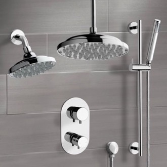 Shower Faucet Thermostatic Dual Shower Head Shower System with Handheld Remer DCS04